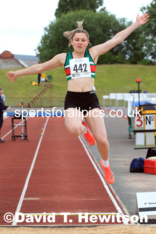 Womens under-20s long jumps, 2022 Northern Senior and Under-20 Champs., Wavertree Athletics Centre, Liverpool. Photo: David T. Hewitson/Sports for All Pics
